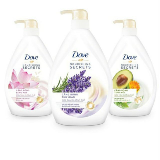 Sữa tắm dưỡng thể dove oải hương, bơ, sen 530g