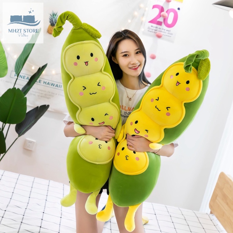 Gấu Bông Dáng Chó Ngủ Mũi Tim Tai Dài Đáng Yêu - Gối Ôm Hình Thú Nhồi Bông Mềm Mịn 3 Kích Thước