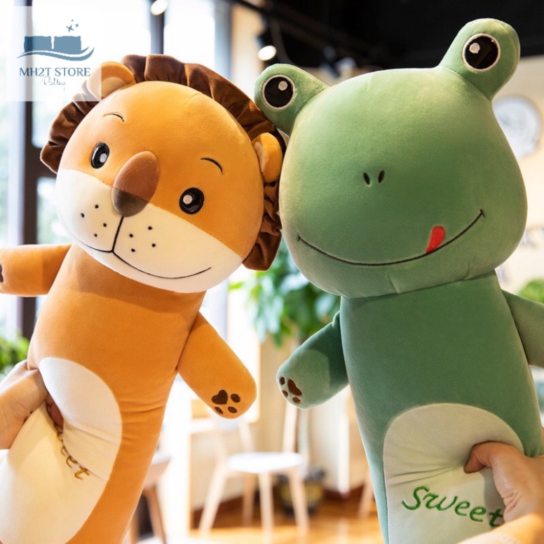 Gấu Bông Dáng Chó Ngủ Mũi Tim Tai Dài Đáng Yêu - Gối Ôm Hình Thú Nhồi Bông Mềm Mịn 3 Kích Thước