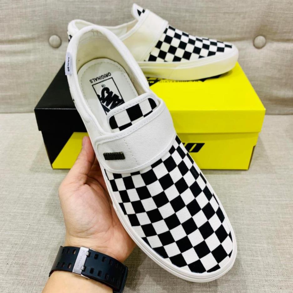 Giày Thể Thao 𝐕𝐀𝐍𝐒 Vaul Lười Caro, Vans dán đen, Vans dây chữ Cực Hot 2023