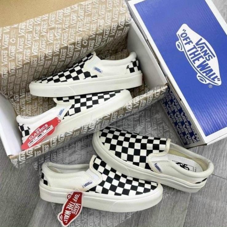 Giày Thể Thao 𝐕𝐀𝐍𝐒 Vaul Lười Caro, Vans dán đen, Vans dây chữ Cực Hot 2023