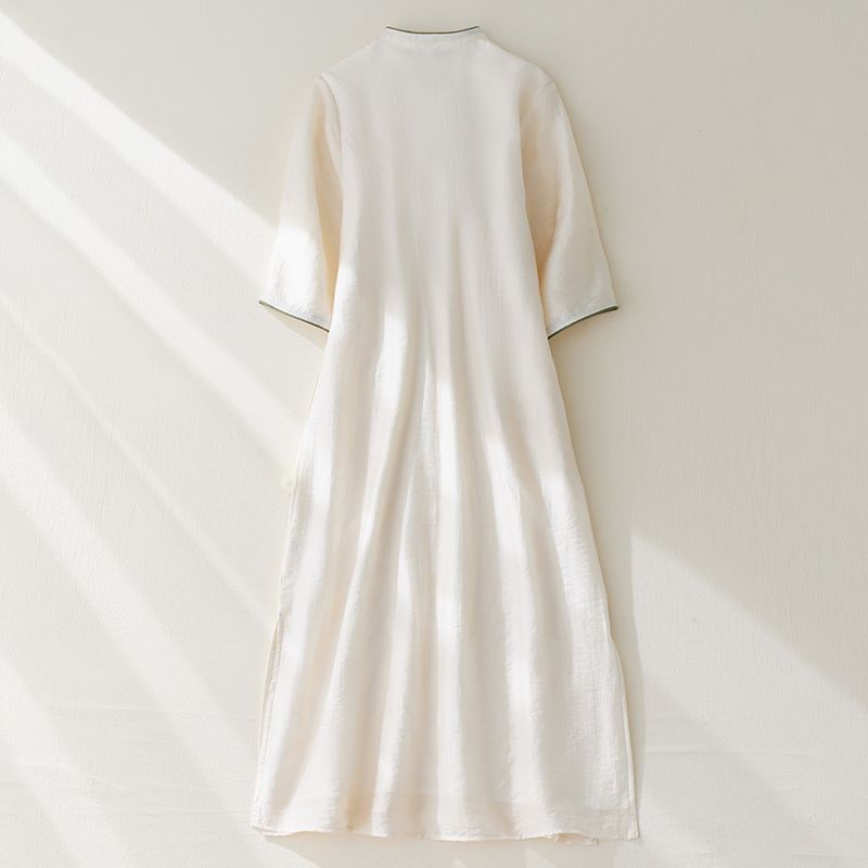 Hàng đã sẵn sàng bán nóng retro thêu ba chiều hoa chảo phong cách trung quốc cải tiến váy sườn xám nữ mùa hè 2023 phong cách mới trung quốc