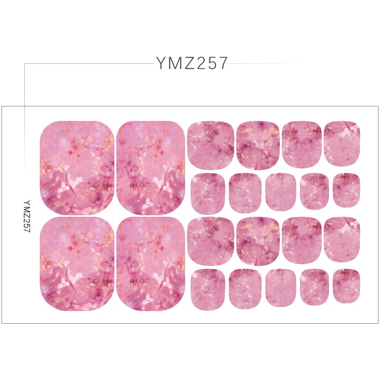 Set nail sticker 22 miếng dán móng chân trang trí 3D YMZ251-264 xinh xắn chống thấm nước