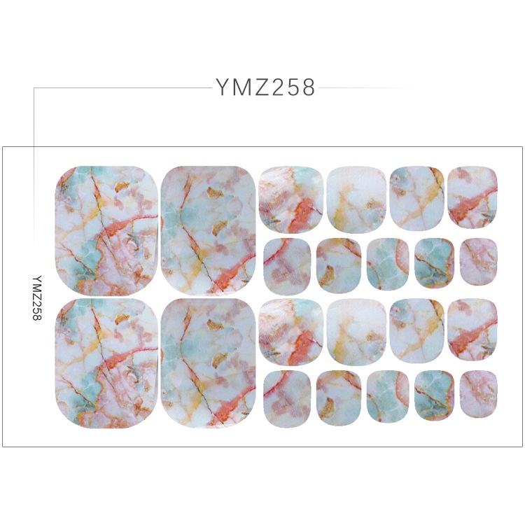 Set nail sticker 22 miếng dán móng chân trang trí 3D YMZ251-264 xinh xắn chống thấm nước