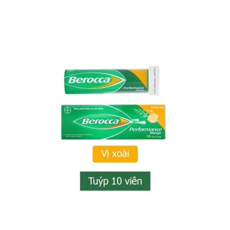 Viên sủi bổ sung Vitamin Berocca vị xoài/ vị cam ⚡ Tặng quà ⚡ Tuýp 10 Viên Giúp tăng đề kháng