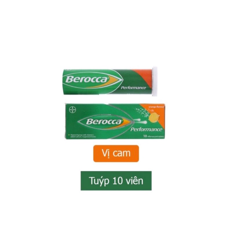 Viên sủi bổ sung Vitamin Berocca vị xoài/ vị cam ⚡ Tặng quà ⚡ Tuýp 10 Viên Giúp tăng đề kháng