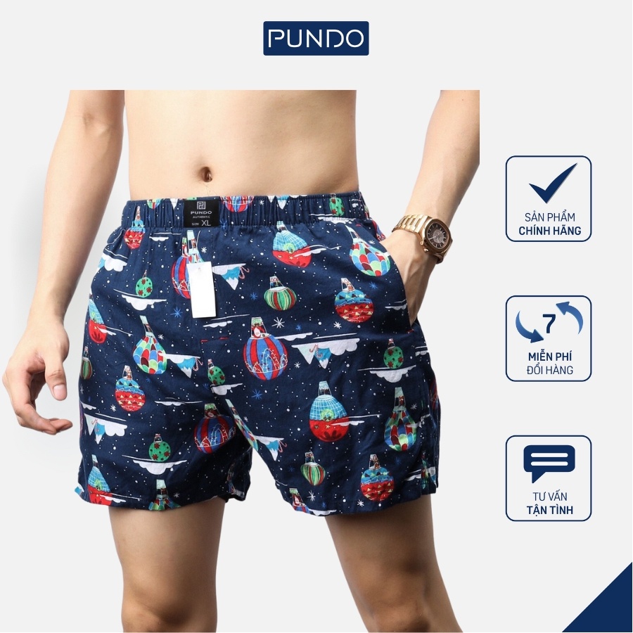 Quần đùi nam mặc nhà PUNDO short mặc ngủ chất cotton cao cấp mặc mát SNPD01