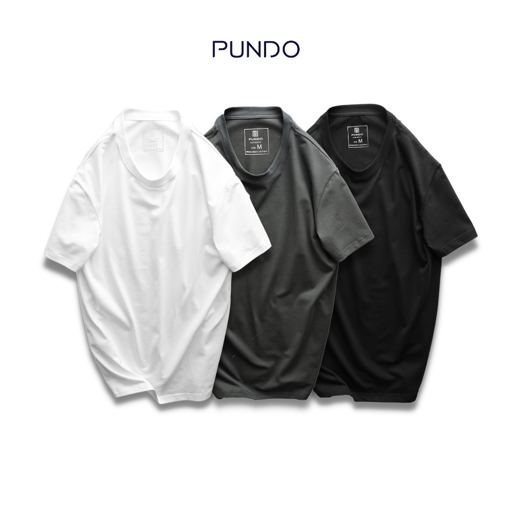 Áo thun trơn nam nữ phông unisex bigsize đến 105kg 3 màu trắng đen xám vải cotton cao cấp PUNDO ATPD09