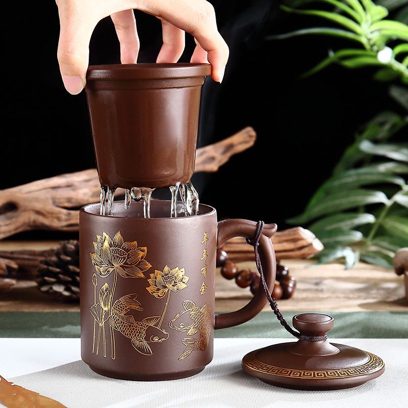 Cốc cát tím cốc cát tím có nắp và cốc trà cốc trà gốm cốc văn phòng cốc nước cốc trà cát tím