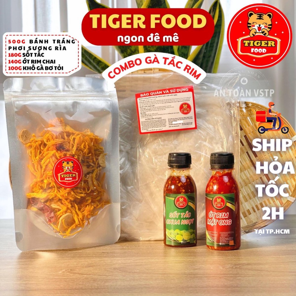 Bánh tráng phơi sương TIGER FOOD - Combo bánh tráng rìa + khô gà + ớt rim trộn thả ga SIÊU NGON - đồ ăn vặt Sài Gòn