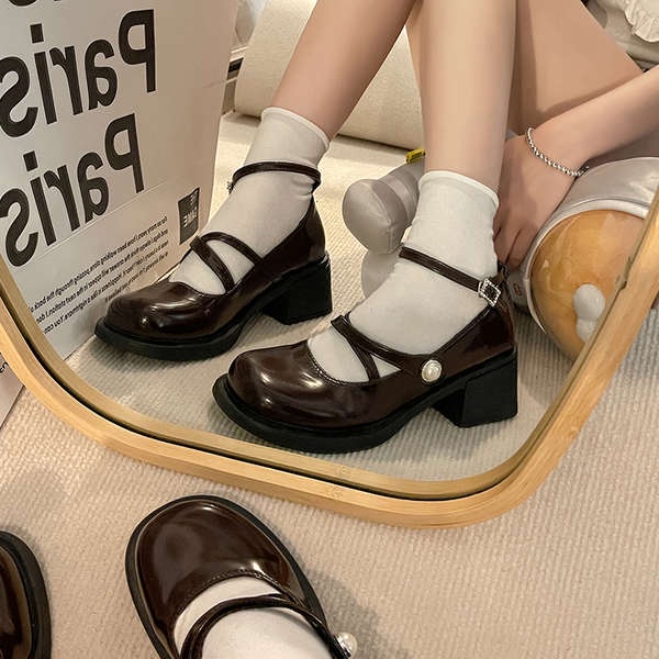 Mary jane giày phụ nữ pháp retro gót dày 2023 mùa hè phong cách mới sang trọng