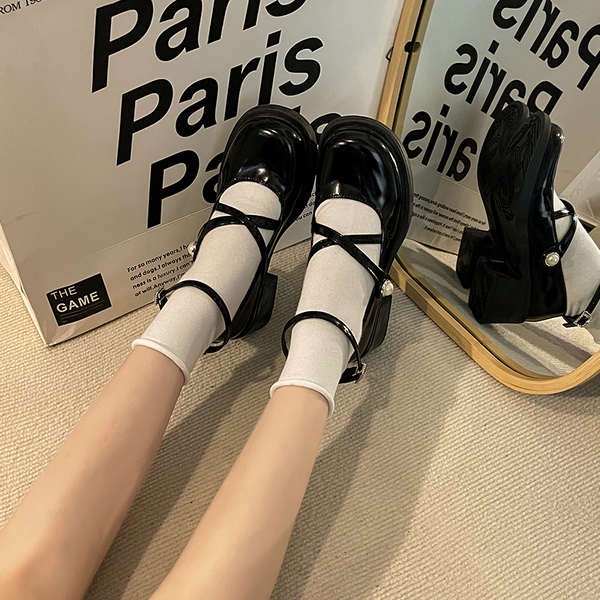 Mary jane giày phụ nữ pháp retro gót dày 2023 mùa hè phong cách mới sang trọng