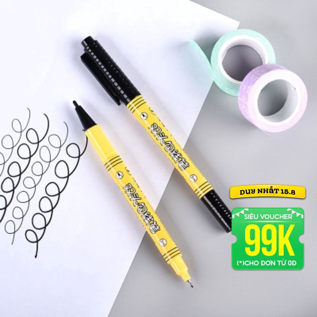 Bút gel mực màu đen 0,5 gấu dâu Decorme họa tiết dễ thương set 6 bút phụ kiện văn phòng phẩm có bán lẻ