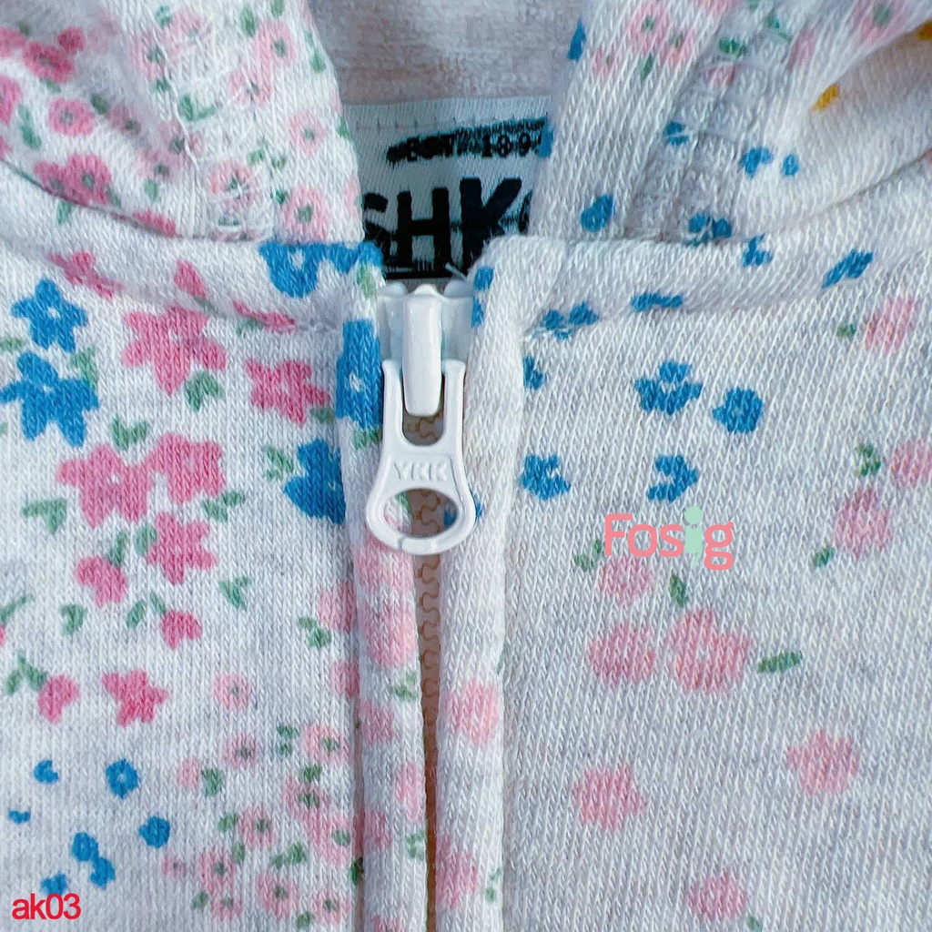 Áo Khoác Nỉ Bé Gái Oskos - Kem Hoa Nhỏ