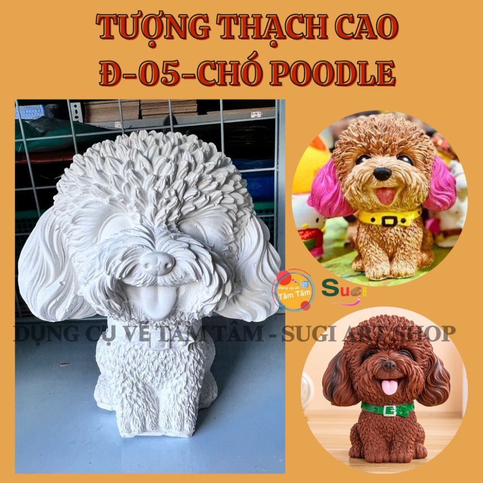 Tượng Thạch Cao Tô màu CHÓ POODLE - MÃ Đ-05 - TƯỢNG HOT TREND