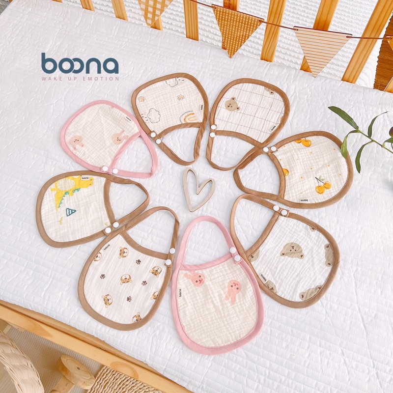 Yếm xô 4 lớp Muslin Boona, yếm xô Style Hàn Quốc cho bé yêu / yếm buộc dây sơ sinh