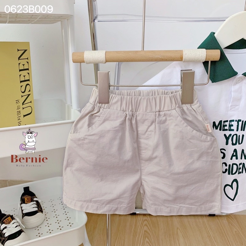 Bộ cộc tay bé trai Meeting you cho bé từ 9-22kg Bernie - Bộ bé trai mùa hè áo polo quần thô - 0623B009