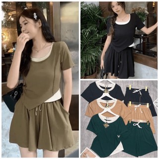 Sét Đùi Thun Gân trơn Áo phối Hàn Quốc Jangmy Shop