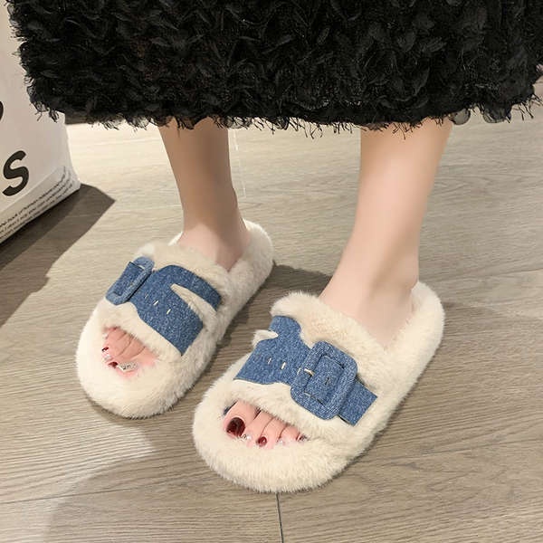 Dép cotton Lót Lông Cừu Đế Dày Thời Trang Thu Đông Hàng Mới 2023 Dành Cho Bạn Nữ