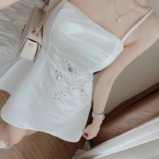 ĐẦM DỰ TIỆC 2 DÂY NƠ EO ĐÍNH ĐÁ