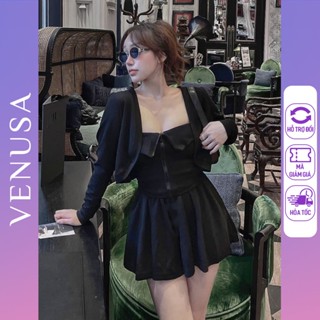 Set đồ nữ BIGSIZE áo dài tay mix quần sooc rộng có lót chất tăm co giãn Venusa Store