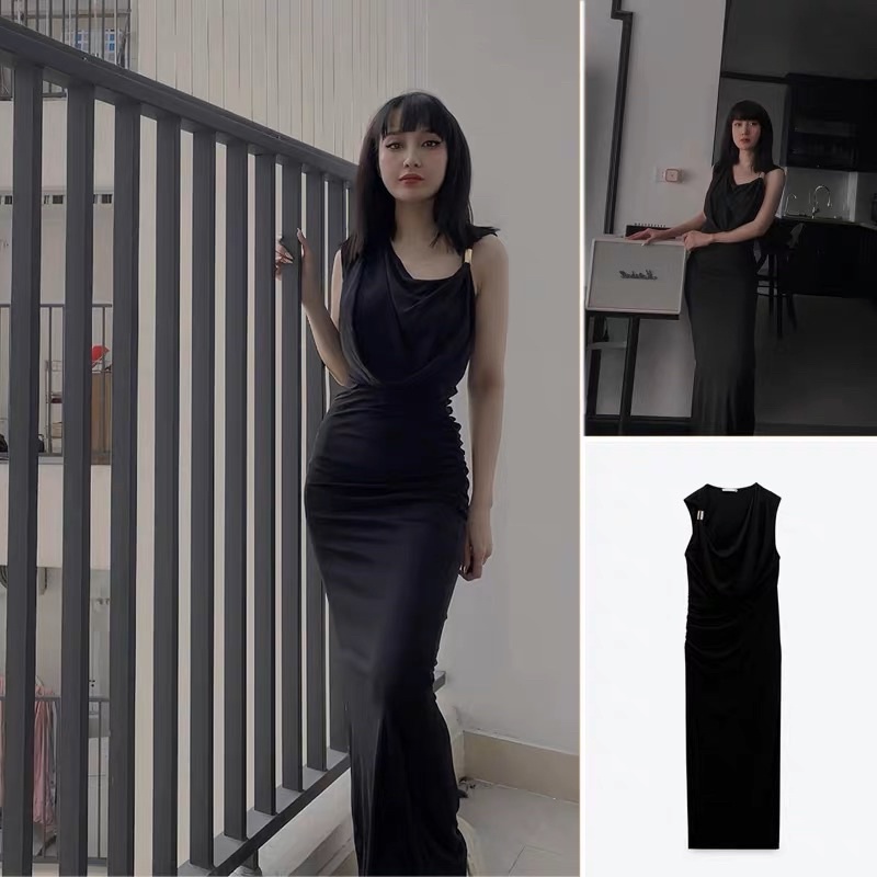 ORDER 🌹 ZR đầm 2 dây tầng dài đen