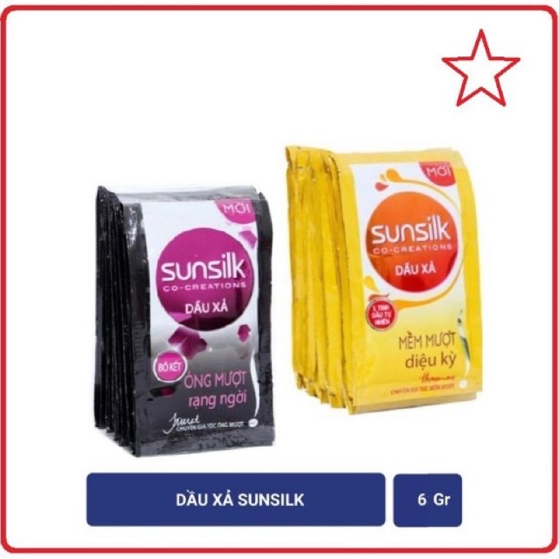 Dây 10 gói Sunsilk gội xả đen vàng 6gr đủ bộ
