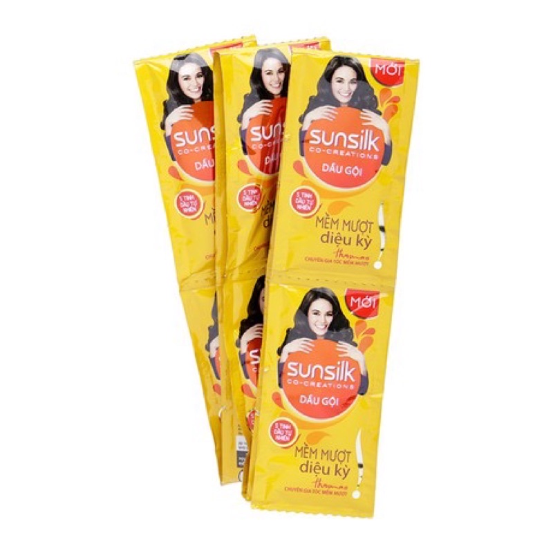Dây 10 gói Sunsilk gội xả đen vàng 6gr đủ bộ