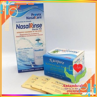 Bình rửa mũi nasal rinse - Kèm muối rửa mũi - An toàn vệ sinh