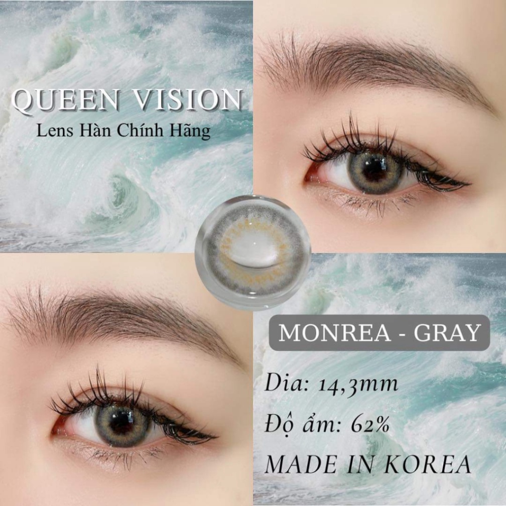 Queen Vision ( 0 độ ) Lens mắt màu Monrea Gray xám hoa tiết vân tây  (dòng lens sử dụng 12 tháng)