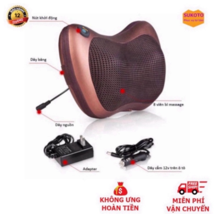 Gối Massage Hồng Ngoại 8 Bi 2 Chiều Cao Cấp - Máy, Gối Mát Xa Cổ Vai Gáy Chính Hãng Công Nghệ Nhật Bản - GMX4 Hot