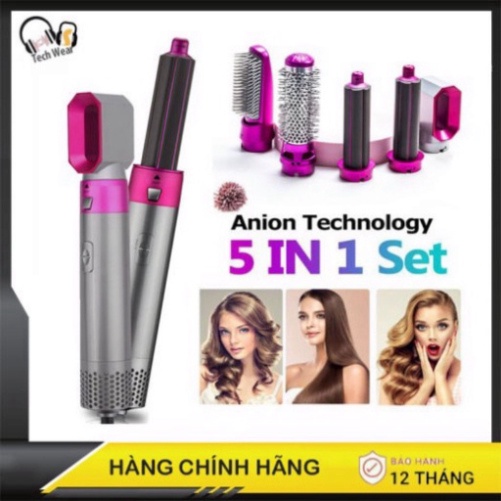 Máy làm tóc 5 in 1 uốn xoăn phồng sấy - Máy sấy uốn tóc tạo kiểu đa năng mini 3 mức nhiệt hàn quốc hàng chính hãng _U1 H