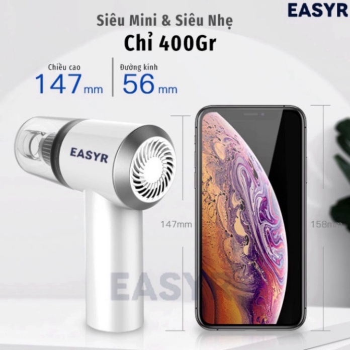 Máy Hút Bụi Cầm Tay Không Dây Siêu Mini Lực Hút Cực Mạnh 9000PA - 120W, SẠC USB - Máy hút bụi mini cầm tay HB1