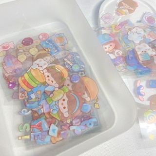 TÁCH SET 10 TẤM TỪ HỘP 100 TẤM STICKER CHỦ ĐỀ CÔ GÁI/GẤU THỎ DỄ THƯƠNG TRANG TRÍ SỔ TAY BULLET JOURNAL