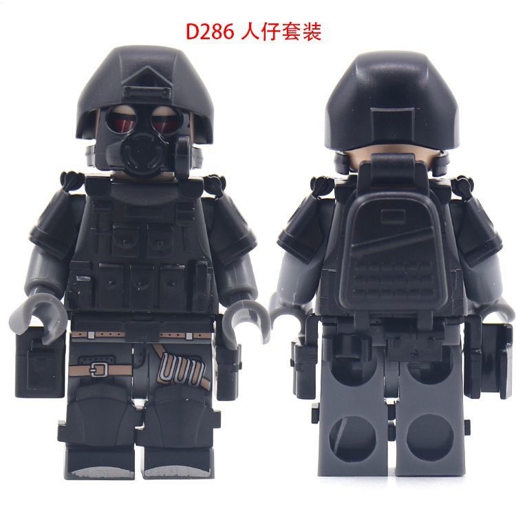 Tương thích với lego swat villain với vũ khí vest ba lô thắt lưng mặt nạ khí minifigure lắp ráp khối xây dựng đồ chơi cậu bé