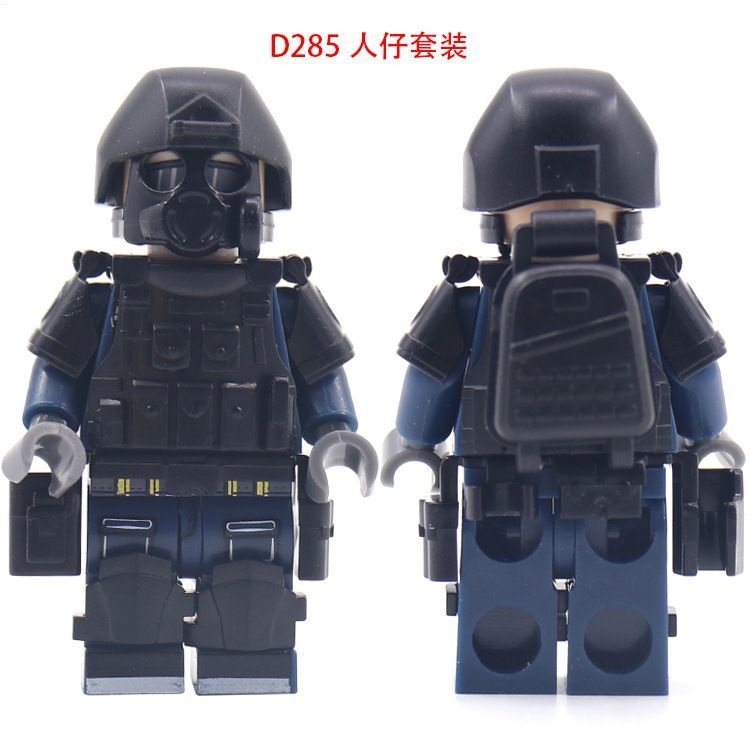 Tương thích với lego swat villain với vũ khí vest ba lô thắt lưng mặt nạ khí minifigure lắp ráp khối xây dựng đồ chơi cậu bé