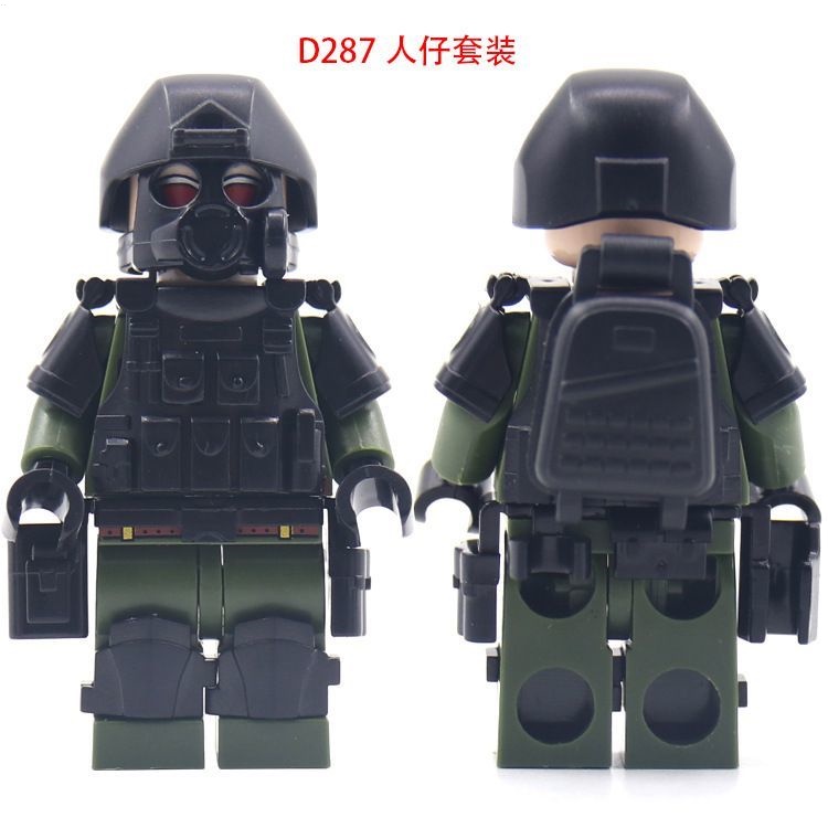 Tương thích với lego swat villain với vũ khí vest ba lô thắt lưng mặt nạ khí minifigure lắp ráp khối xây dựng đồ chơi cậu bé
