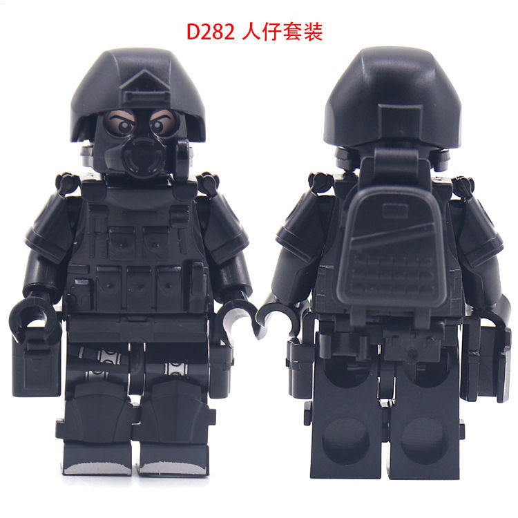 Tương thích với lego swat villain với vũ khí vest ba lô thắt lưng mặt nạ khí minifigure lắp ráp khối xây dựng đồ chơi cậu bé