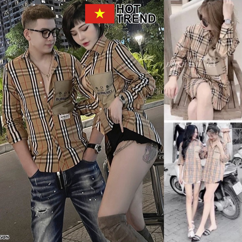 Áo Sơ Mi Kẻ BBR Túi Chữ HOTTREND