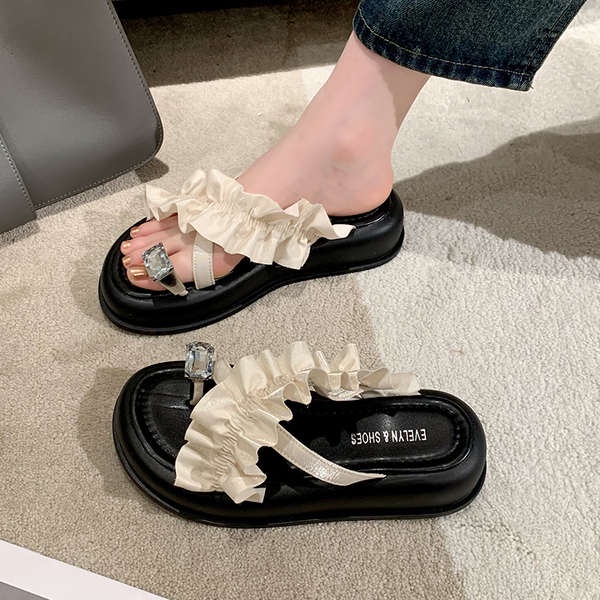 Dép đi trong nhà phụ nữ mùa hè mặc ngoài dày-chữa phong cách mới