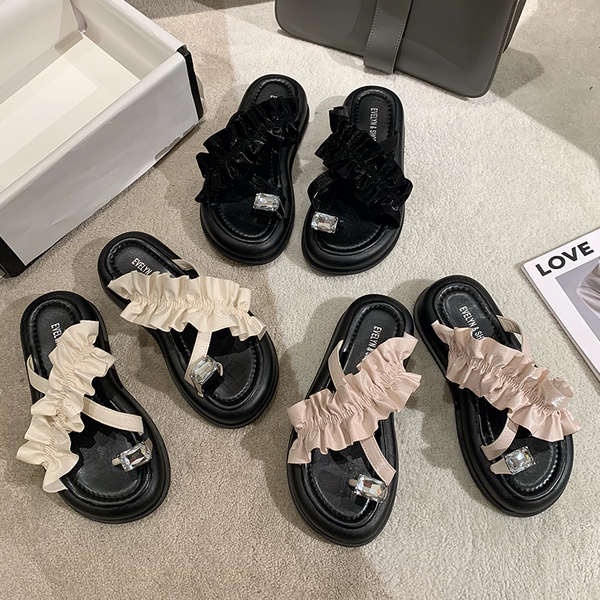 Dép đi trong nhà phụ nữ mùa hè mặc ngoài dày-chữa phong cách mới