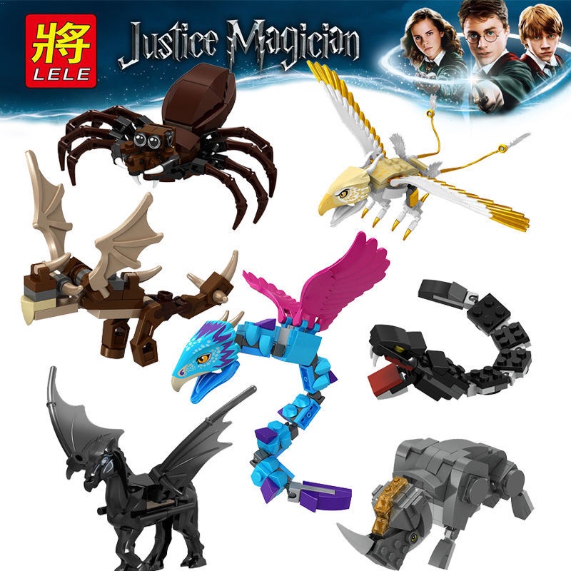 Tương thích với lego harry potter động vật ma thuật pegasus độc sừng quái vật rắn quái vật nhện thunderbird tòa nhà lắp ráp