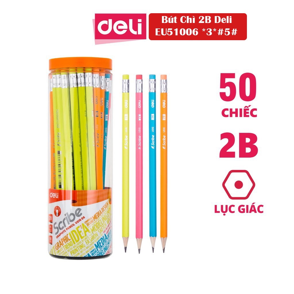 50 Cây/Hộp Bút Chì Học Sinh DELI U51006