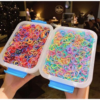 Chun buộc tóc bé gái hộp 4000 chun phụ kiện buộc tóc kèm hộp đựng nhựa tiện lợi