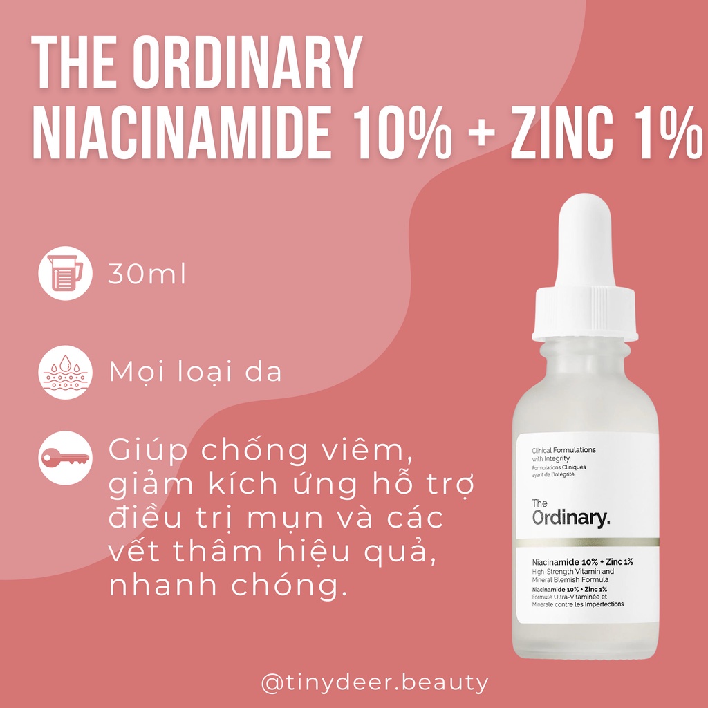 Serum The Ordinary Niacinamide 10% + Zinc 1% Serum Peel da AHA 30% -Api