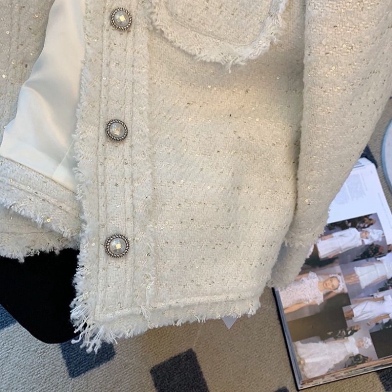 Áo khoác dạ tweed mix kim tuyến, dáng dài, quảng châu 2 lớp (STR07) . | BigBuy360 - bigbuy360.vn