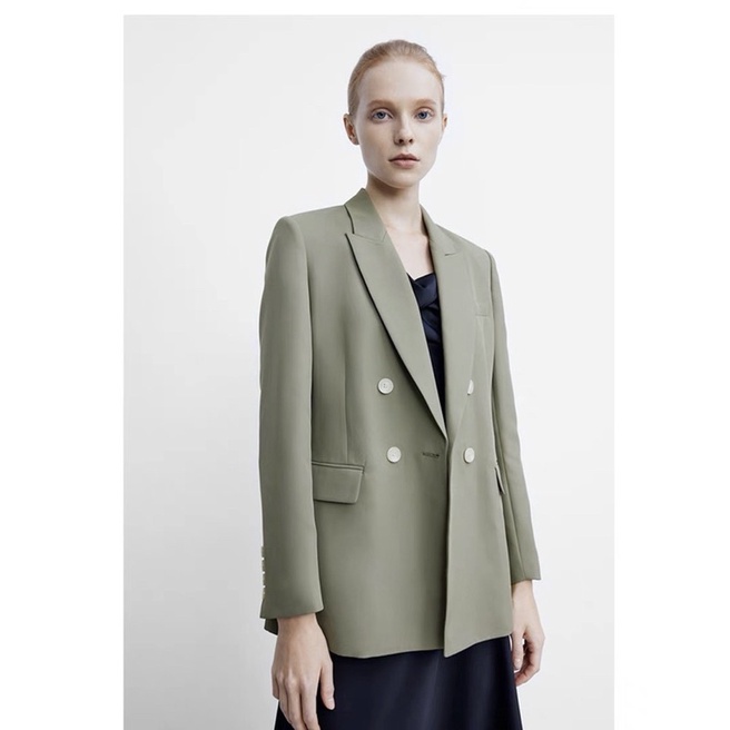 Áo vest xanh rêu 2 hàng cúc