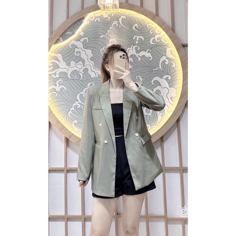 Áo vest xanh rêu 2 hàng cúc