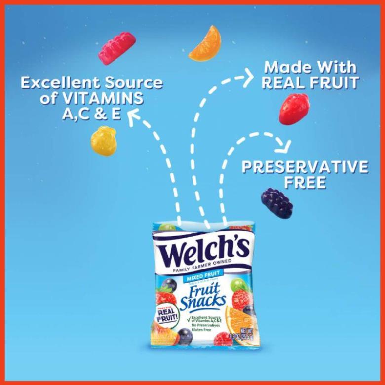 Kẹo Dẻo Trái Cây Dành Cho Bé Welch's Fruit Snacks Mixed Fruit của Mỹ - Hộp 90 gói