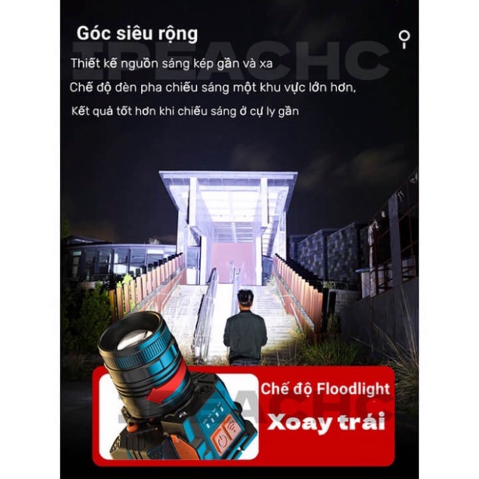 Đèn pin đội đầu 1 bóng cảm biến vẫy tay siêu sáng chiếu xa 300m, chip Led L9 chống thấm nước, đèn đeo trán Zoom xa gần H